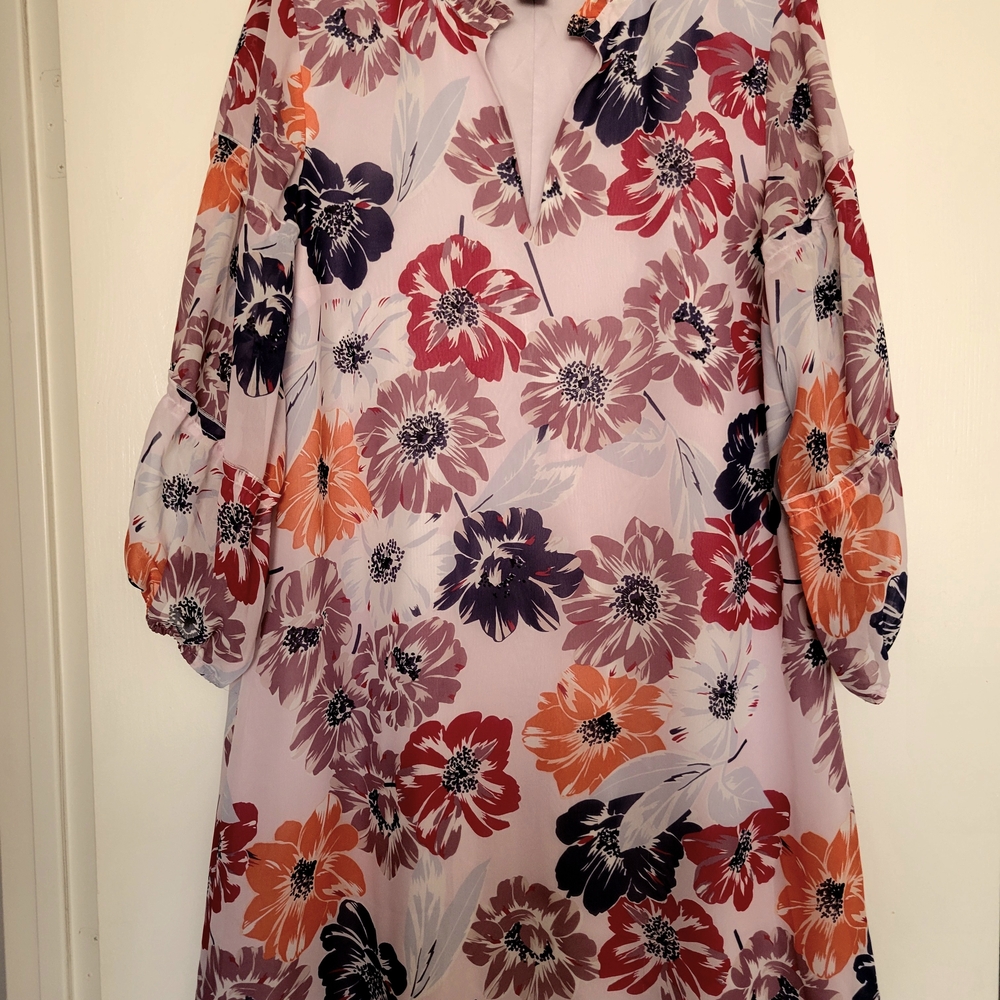 Ann Taylor Blue and Pink V-Neck Sundress